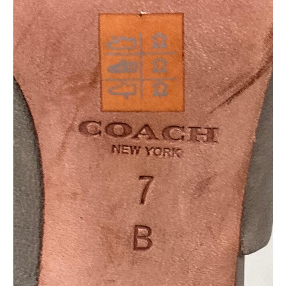 Coach Womens 7 Gray Slate Manhattan Soft Leather Open Toe Pump Heels Designer - Picture 8 of 9